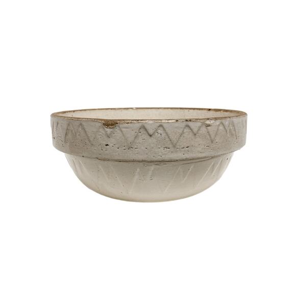 Vintage Ruckels Pottery Large Crock Bowl Sawtooth Stoneware 12" - Picture 3 of 12